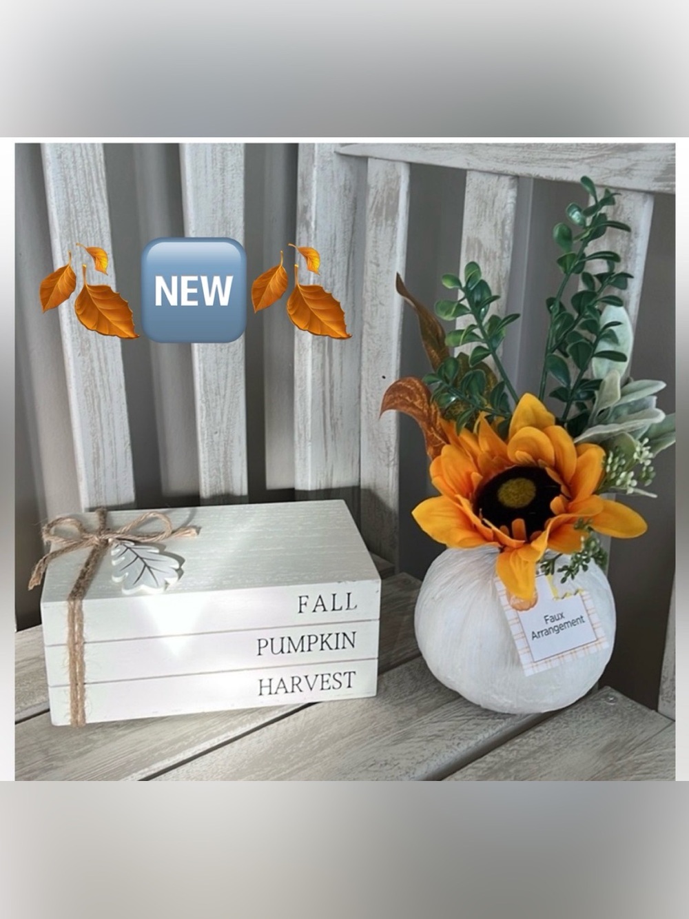 Fall Decor & Floral Arrangement in White Pumpkin Vase 🍃🆕🍃